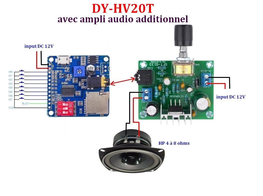ensemble carte dyhv20t, ampli et hp